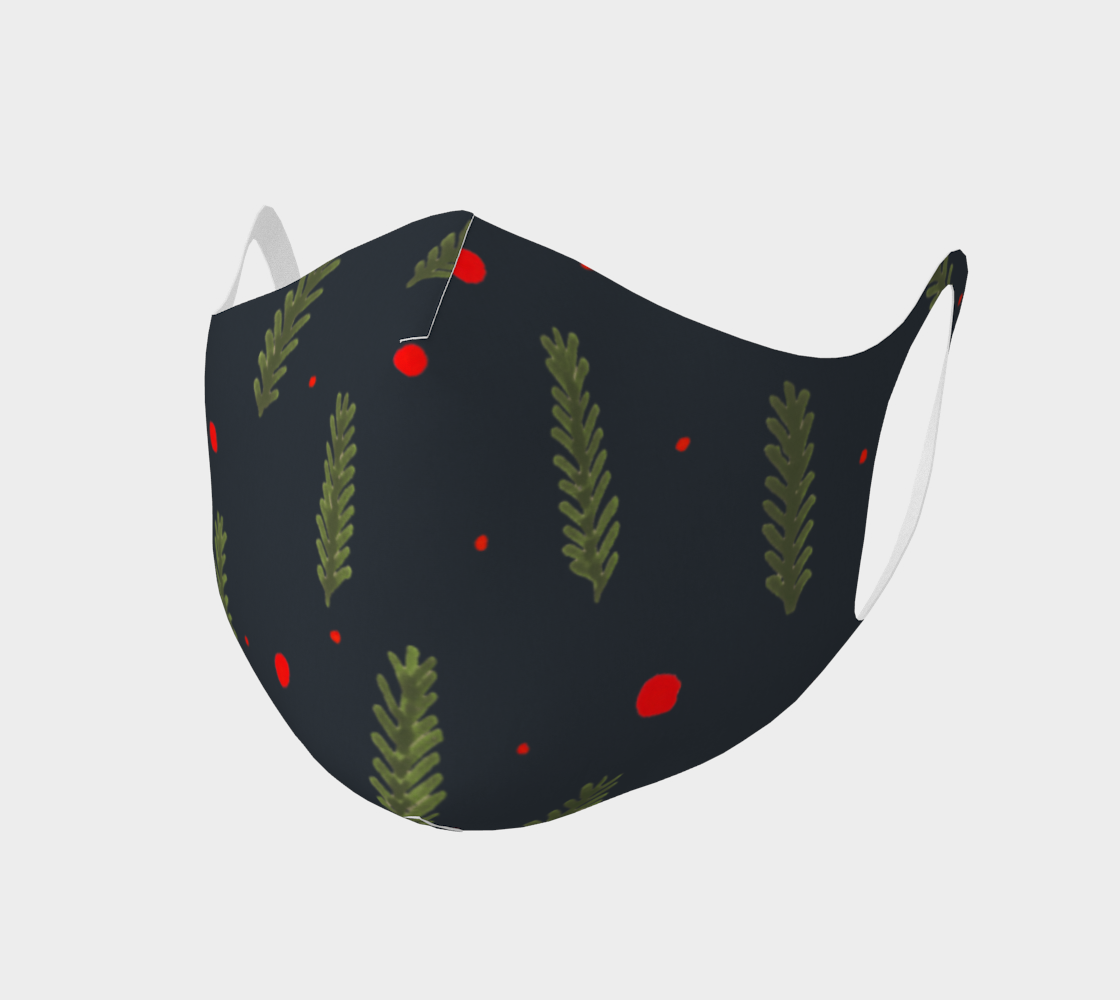 Aperçu de Christmas branches and dots - dark blue face mask #1