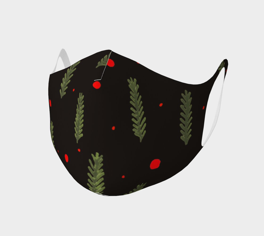 Christmas branches and dots - black face mask aperçu