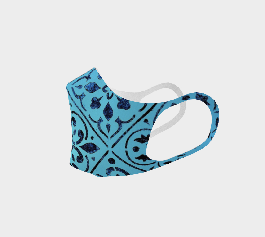 Double Knit Face Covering * Blue Moroccan Tile Print * Abstract Geometric Face Mask  thumbnail #3