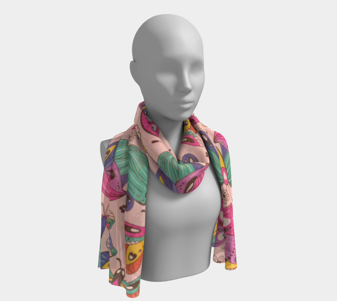 Pastel Butterfly Pattern Long Scarf 3D preview