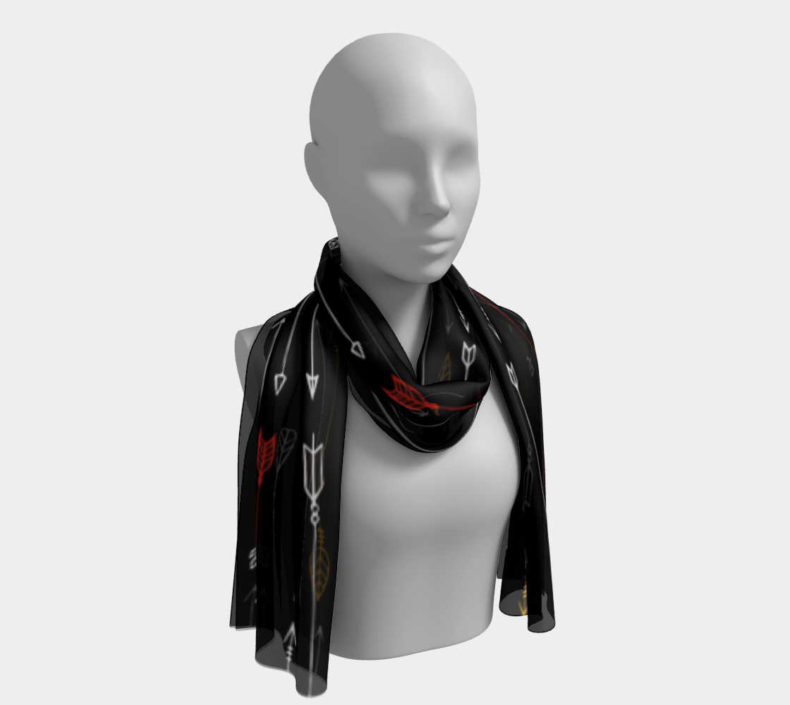 Boho Arrows On Black Long Scarf preview #1