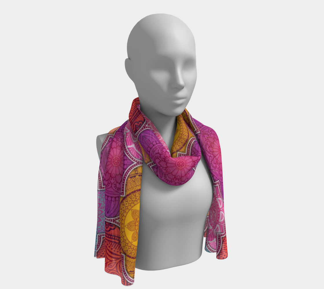Colorful Mandala Pattern Long Scarf 3D preview