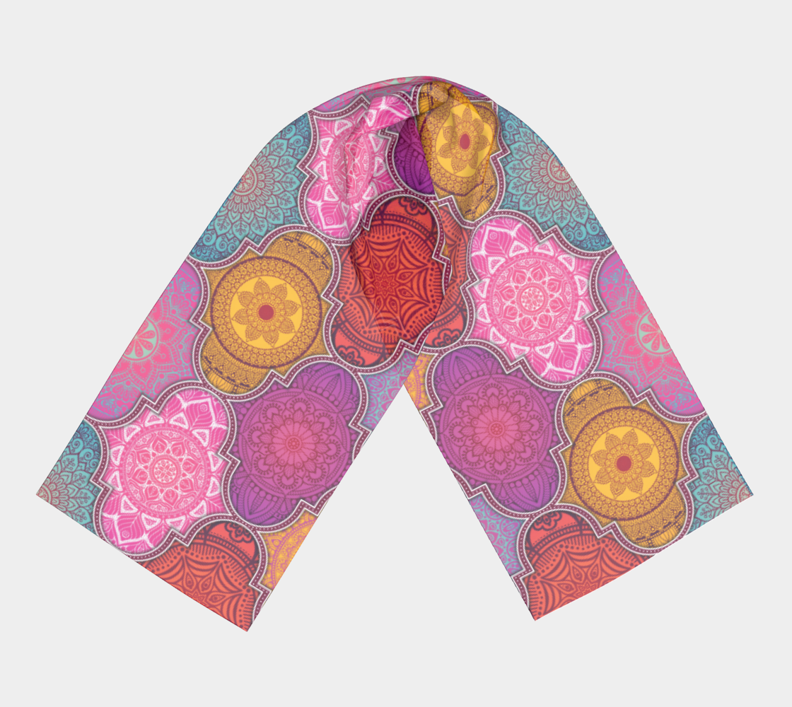 Colorful Mandala Pattern Long Scarf preview #3