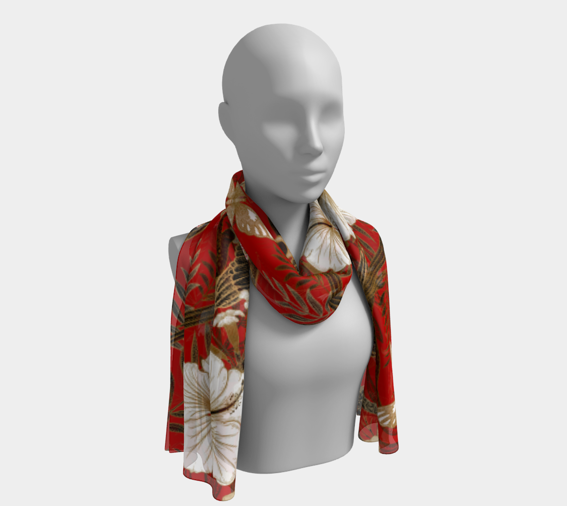 Women And Teens Tropical Parrot, Hibiscus, Butterfly Scarf 3D preview