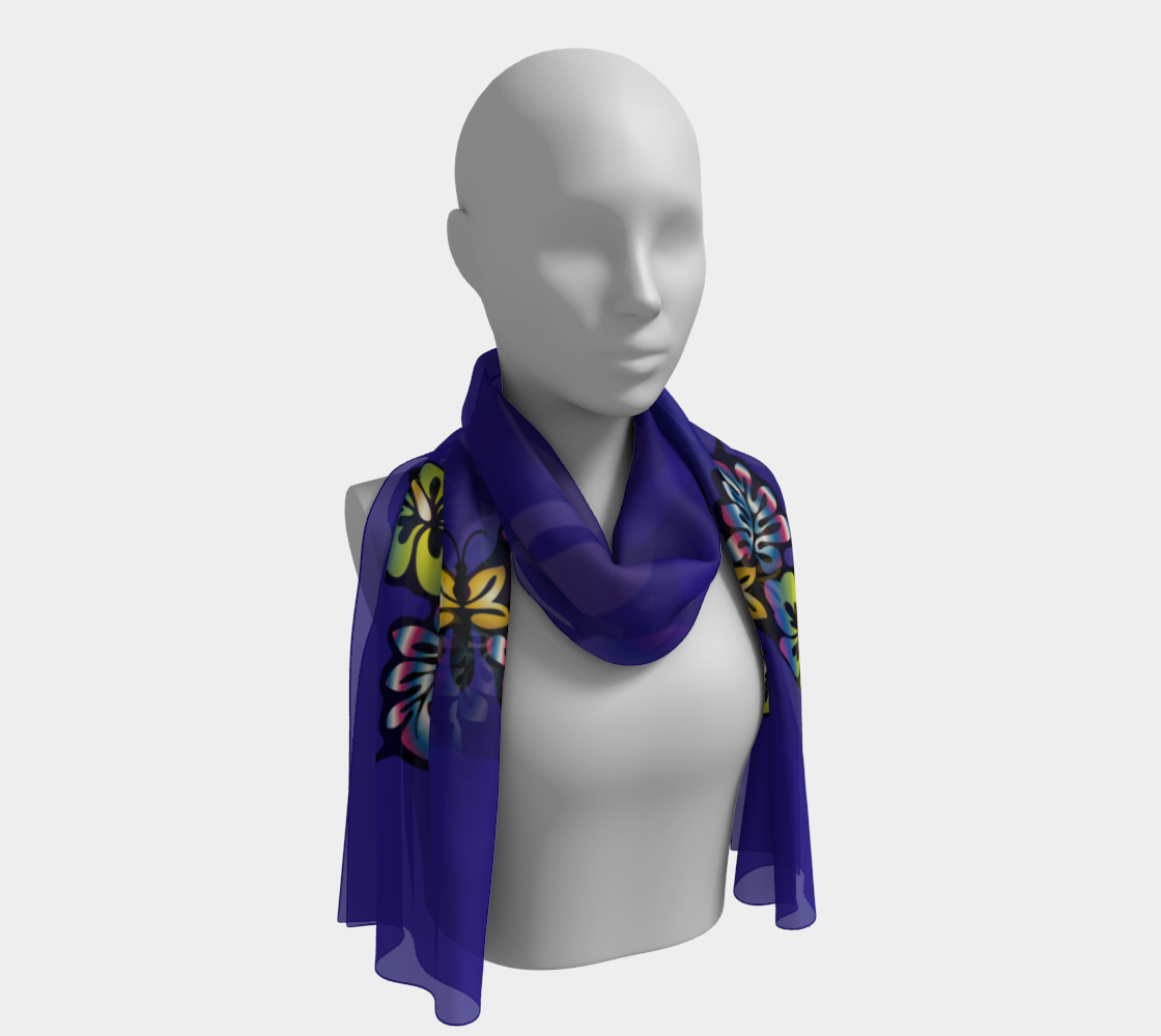 Hibiscus Butterfly Long Scarf 3D preview