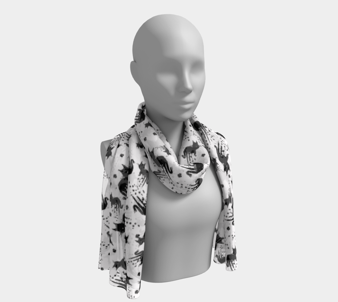 Black Drippy Cat White Scarf preview #1