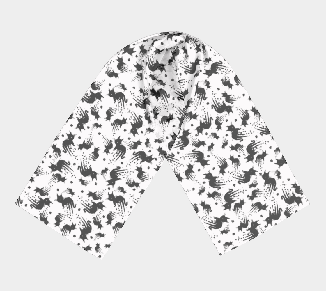 Black Drippy Cat White Scarf preview #3
