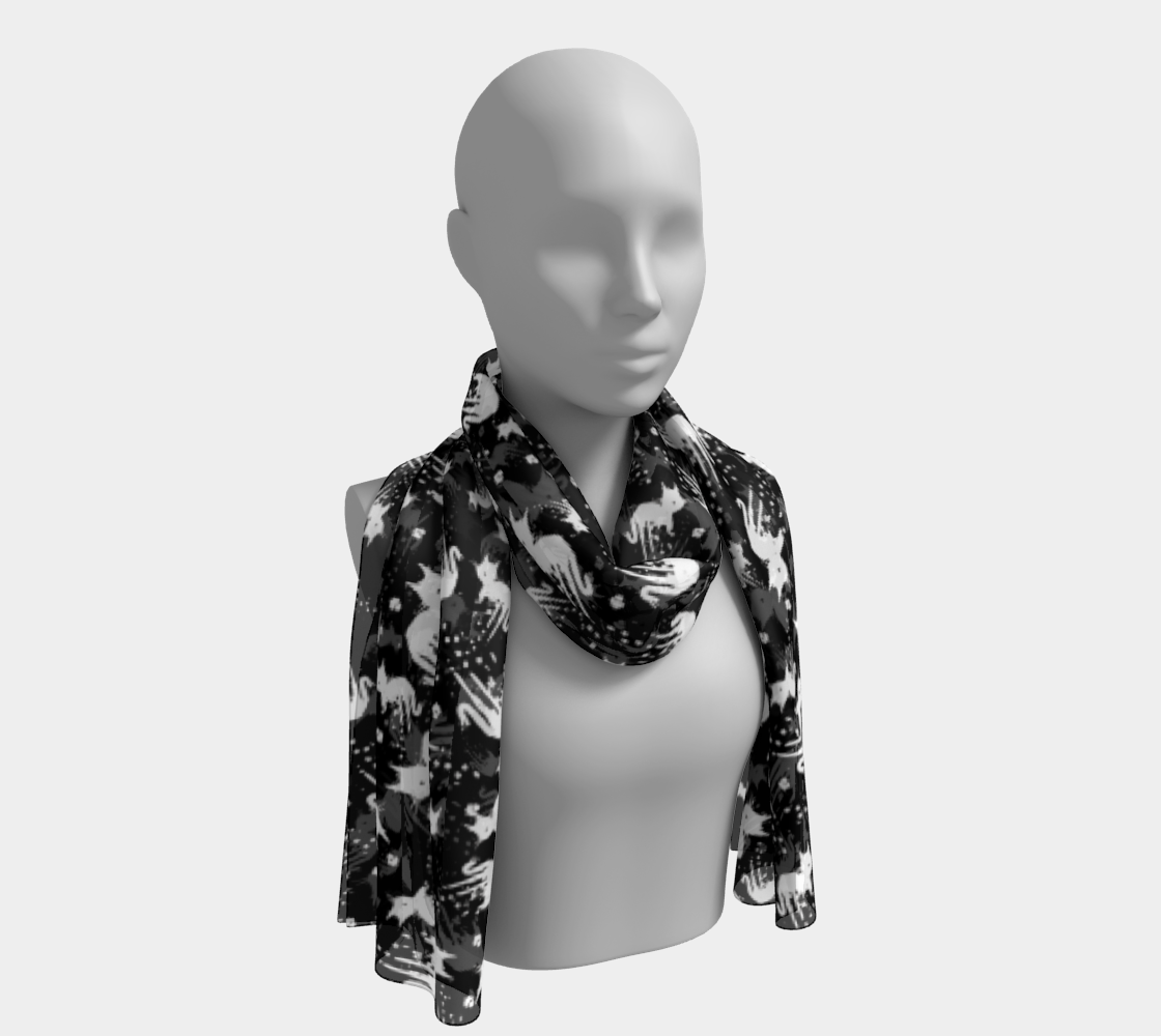Aperçu de White Drippy Cat Black Scarf #1