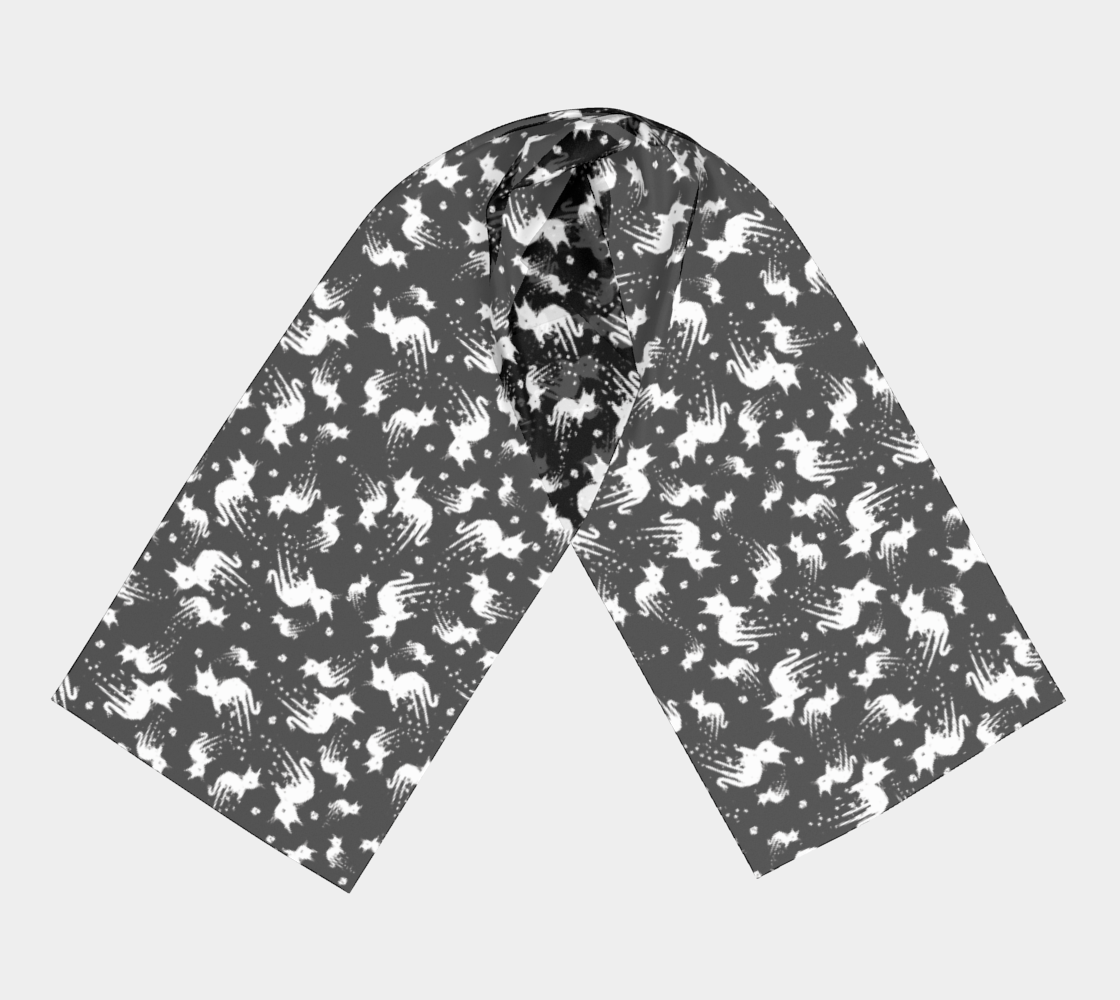Aperçu de White Drippy Cat Black Scarf #3
