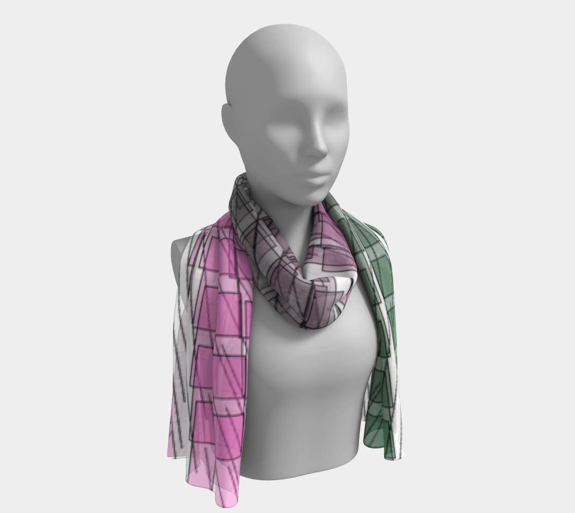 Green Red Ombre flow Long Scarf 2 preview
