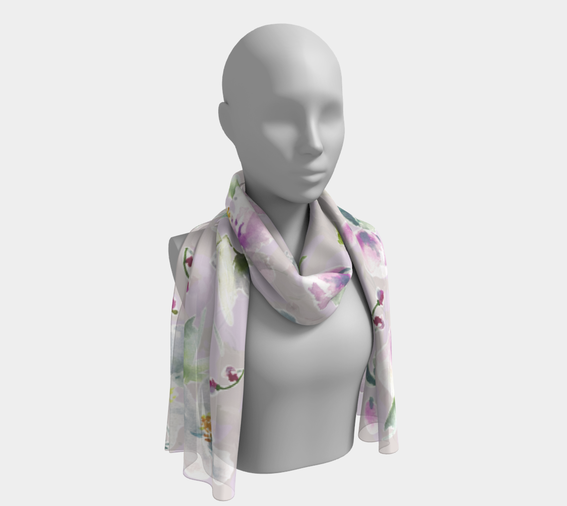 Lilac, Purple and White Floral Scarf preview