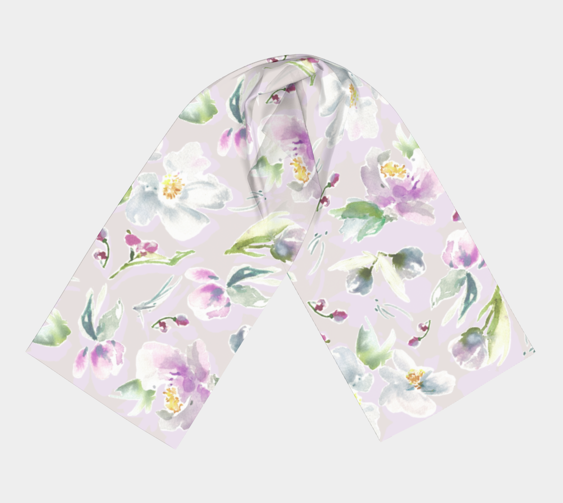 Aperçu de Lilac, Purple and White Floral Scarf #3