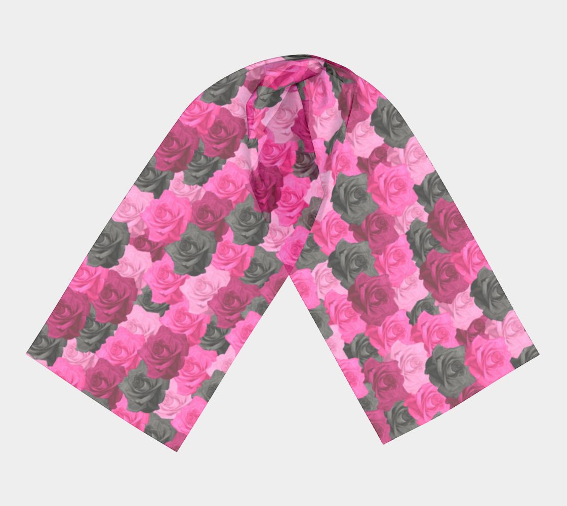 Pink Roses Long Scarf Miniature #4