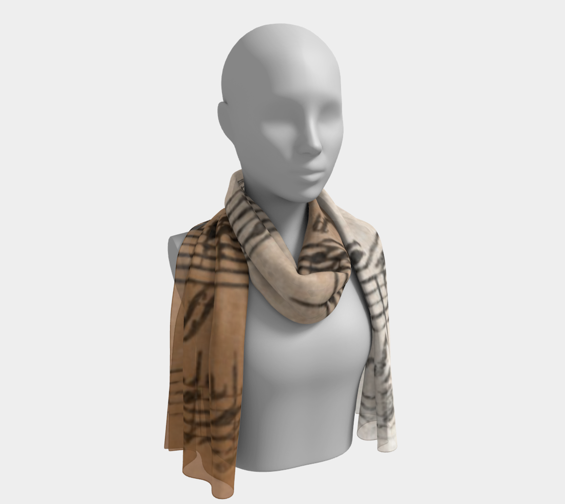 Vintage Sheet Music Long Scarf 3D preview