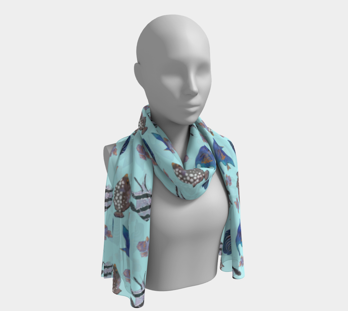 Aqua Blue Nautical Pattern with exotic Blue Fish preview #1