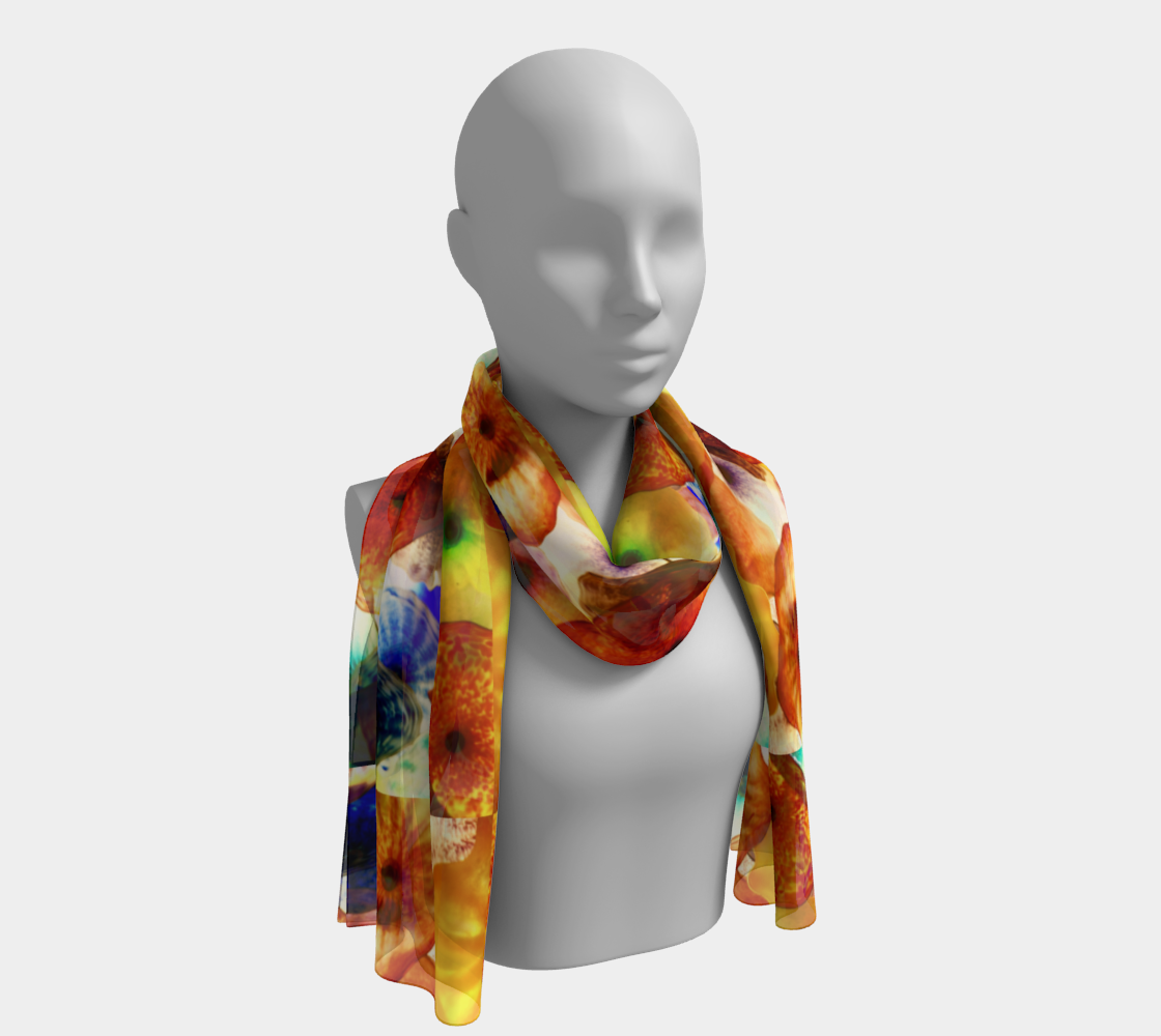 Fragile Flowers 2 Long Silk Scarf 3D preview
