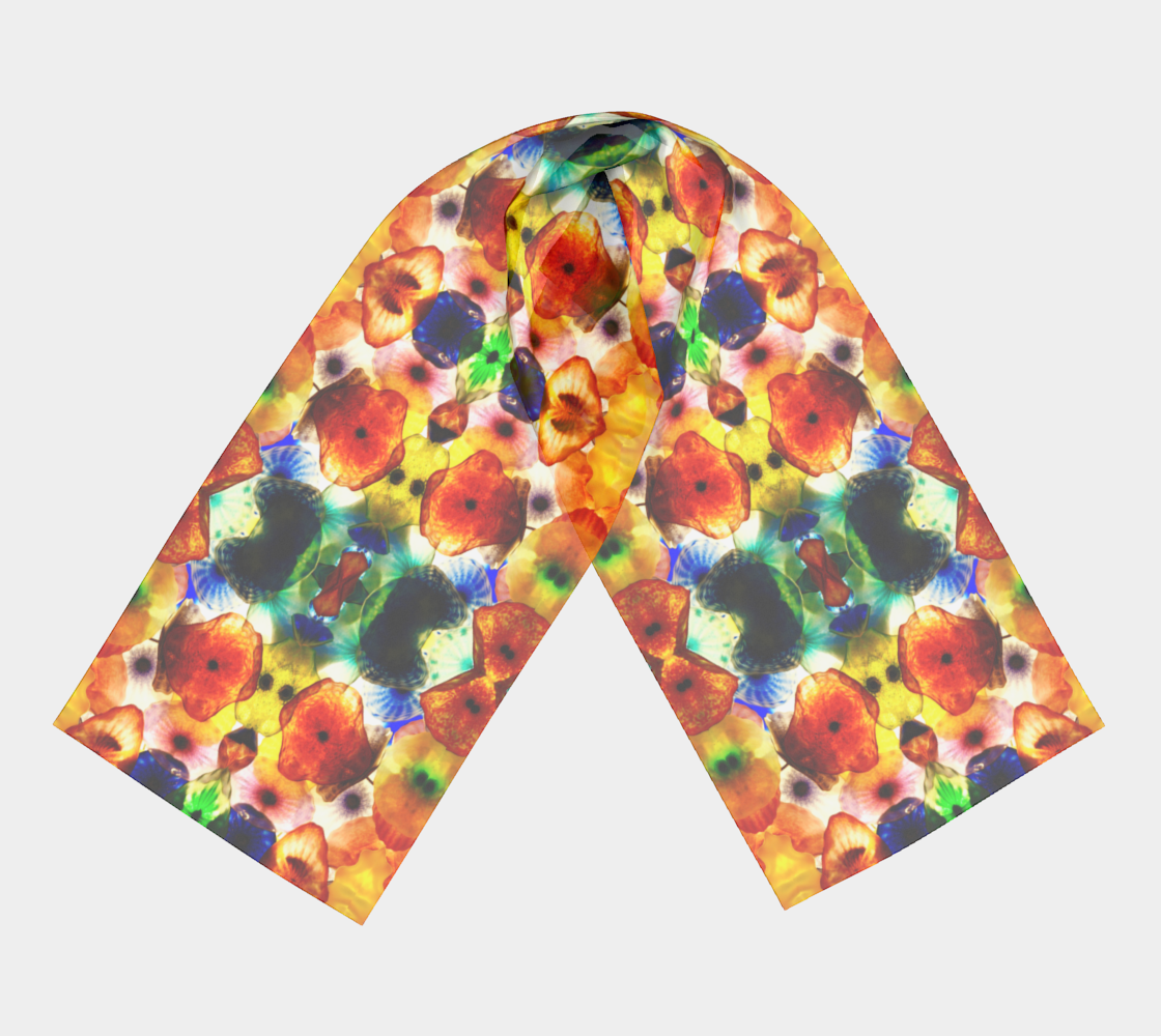 Fragile Flowers 4 Long Silk Scarf preview #3