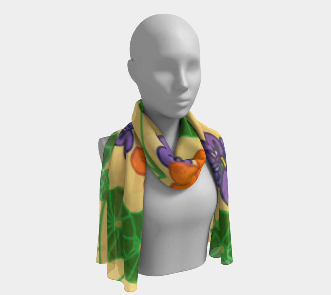 Ladies Mantle and Pansies Long Scarf 3D preview