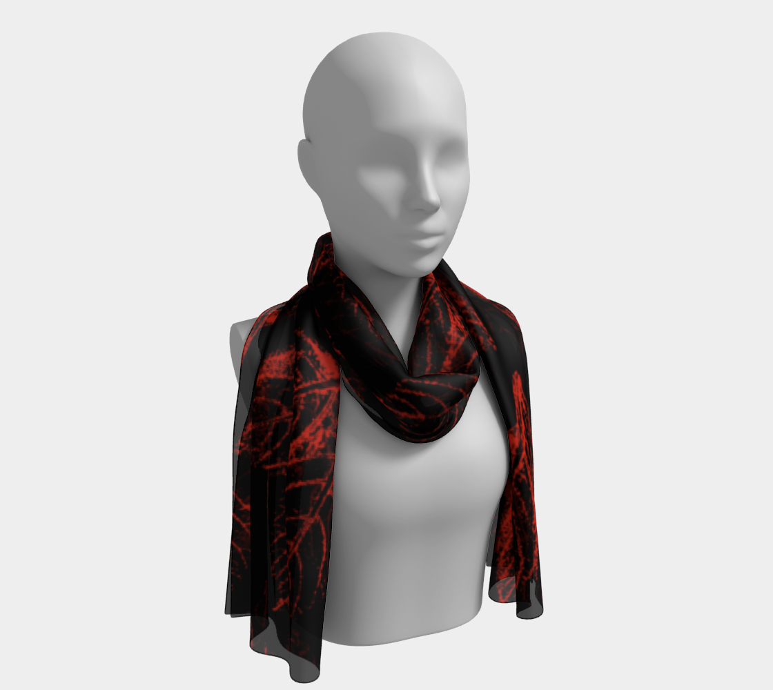Aperçu de Long Scarf * Abstract Floral Sheer Silk Scarves * Black Red Flowered Scarf * Holiday Womens Scarves* Red Amaranth Leaves