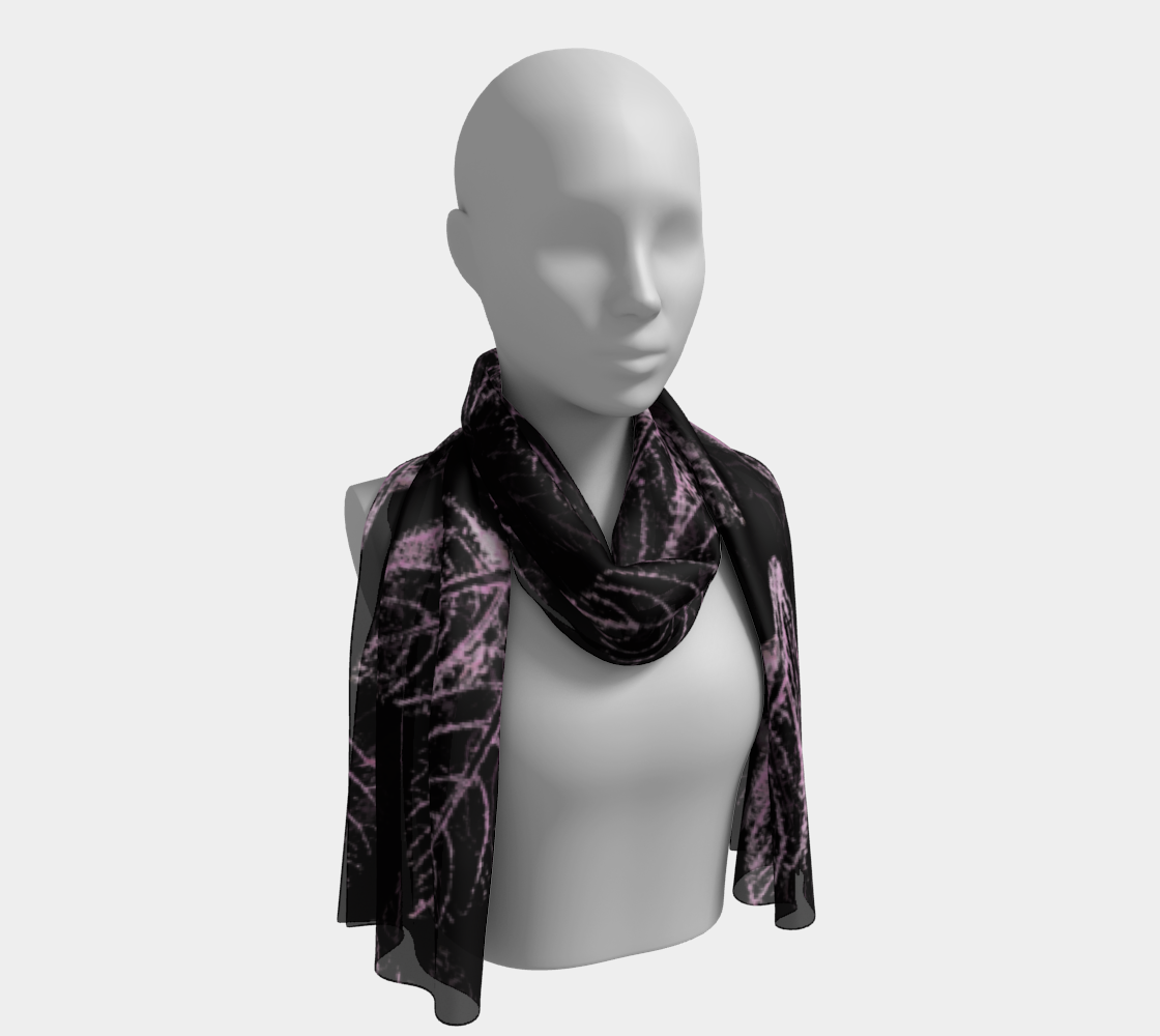 Long Scarf * Abstract Floral Sheer Silk Scarves * Black Pink Flowered Scarf * Holiday Womens Scarves* PInk Amaranth Leaves preview