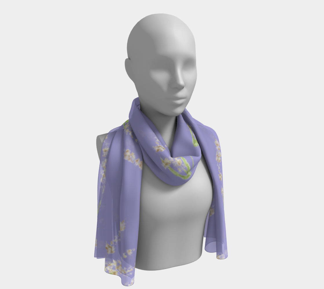 Aperçu de Long Scarf * Abstract Floral Sheer Silk Scarves * Pale Purple Lavender Watercolor Impressions