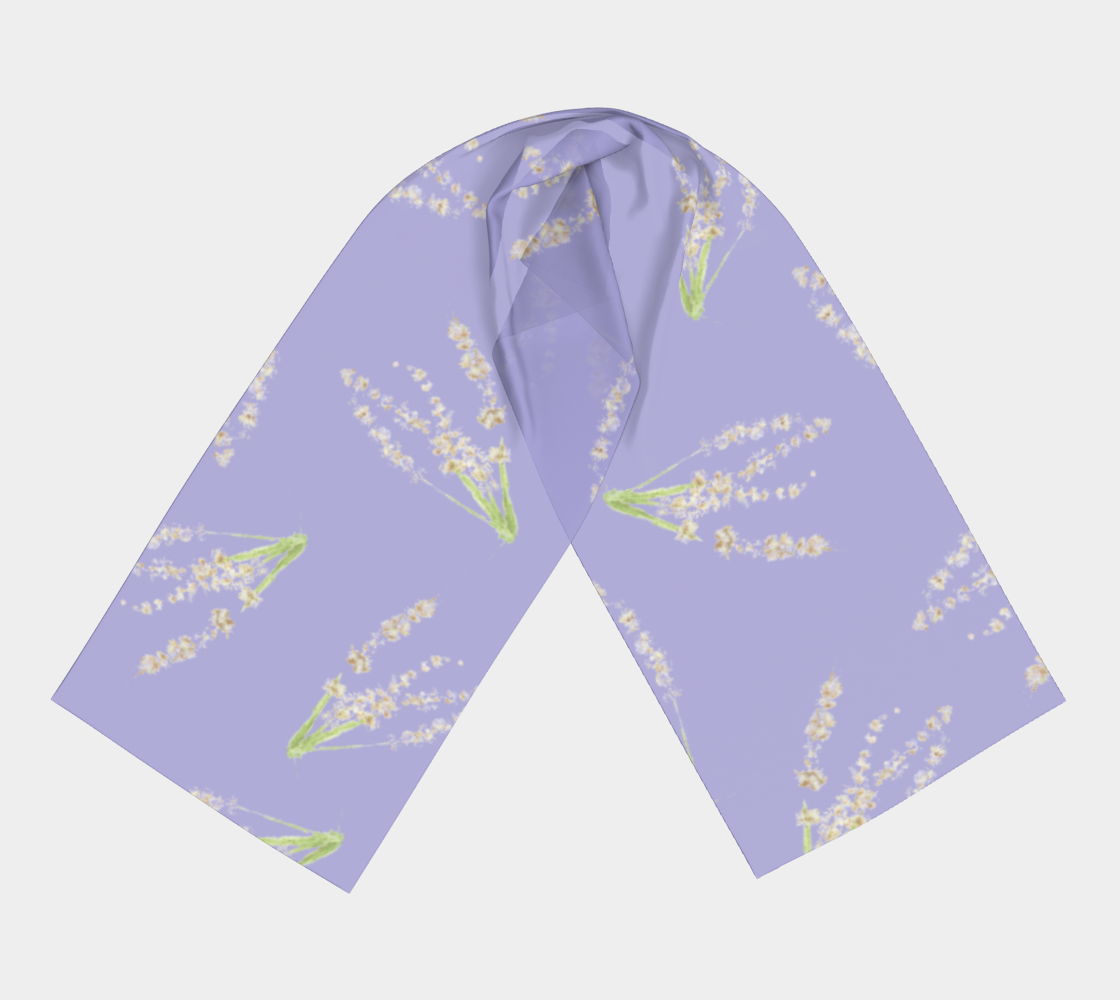 Aperçu de Long Scarf * Abstract Floral Sheer Silk Scarves * Pale Purple Lavender Watercolor Impressions #3