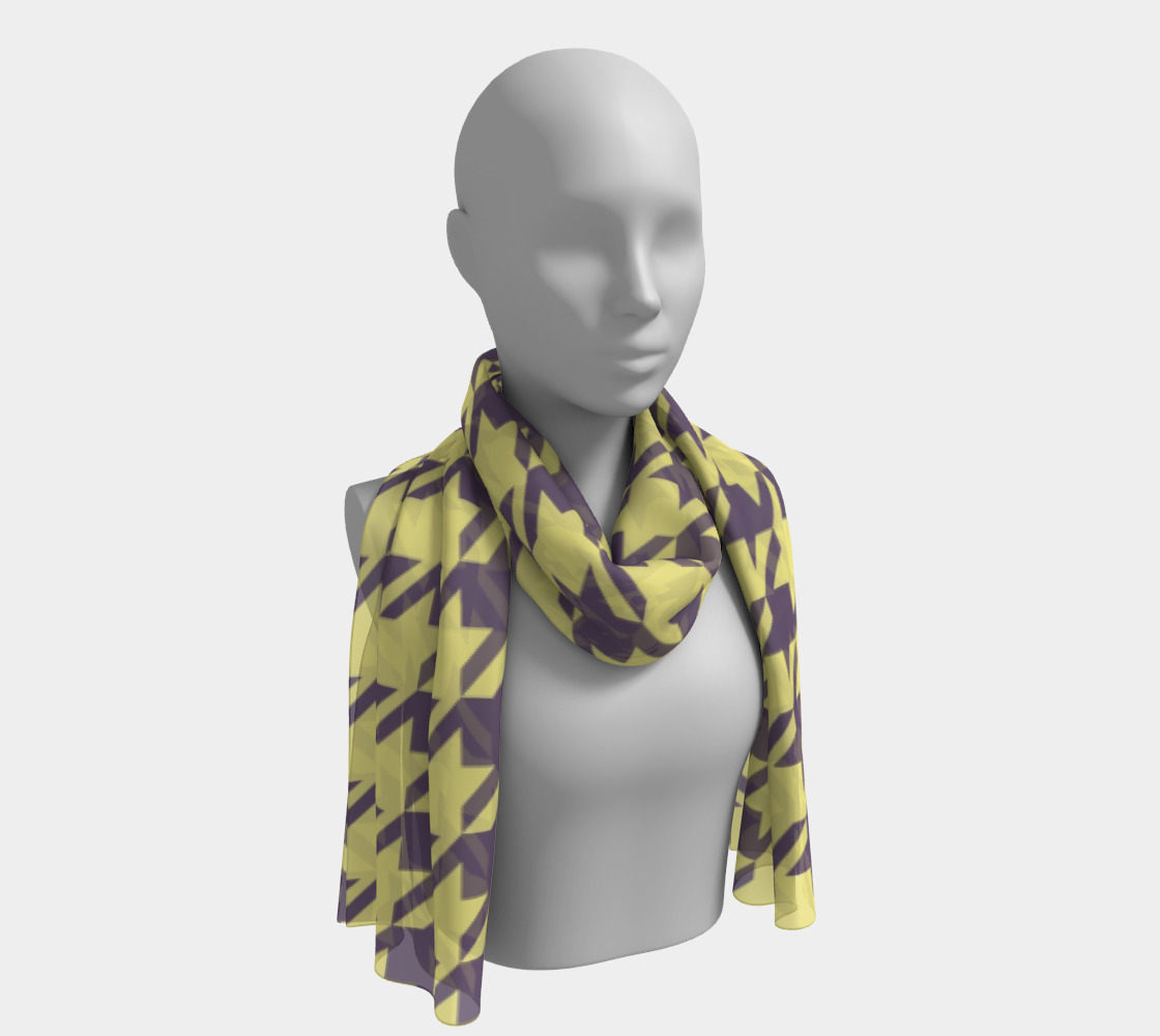 Lemon Yellow Houndstooth winter long scarf preview #1