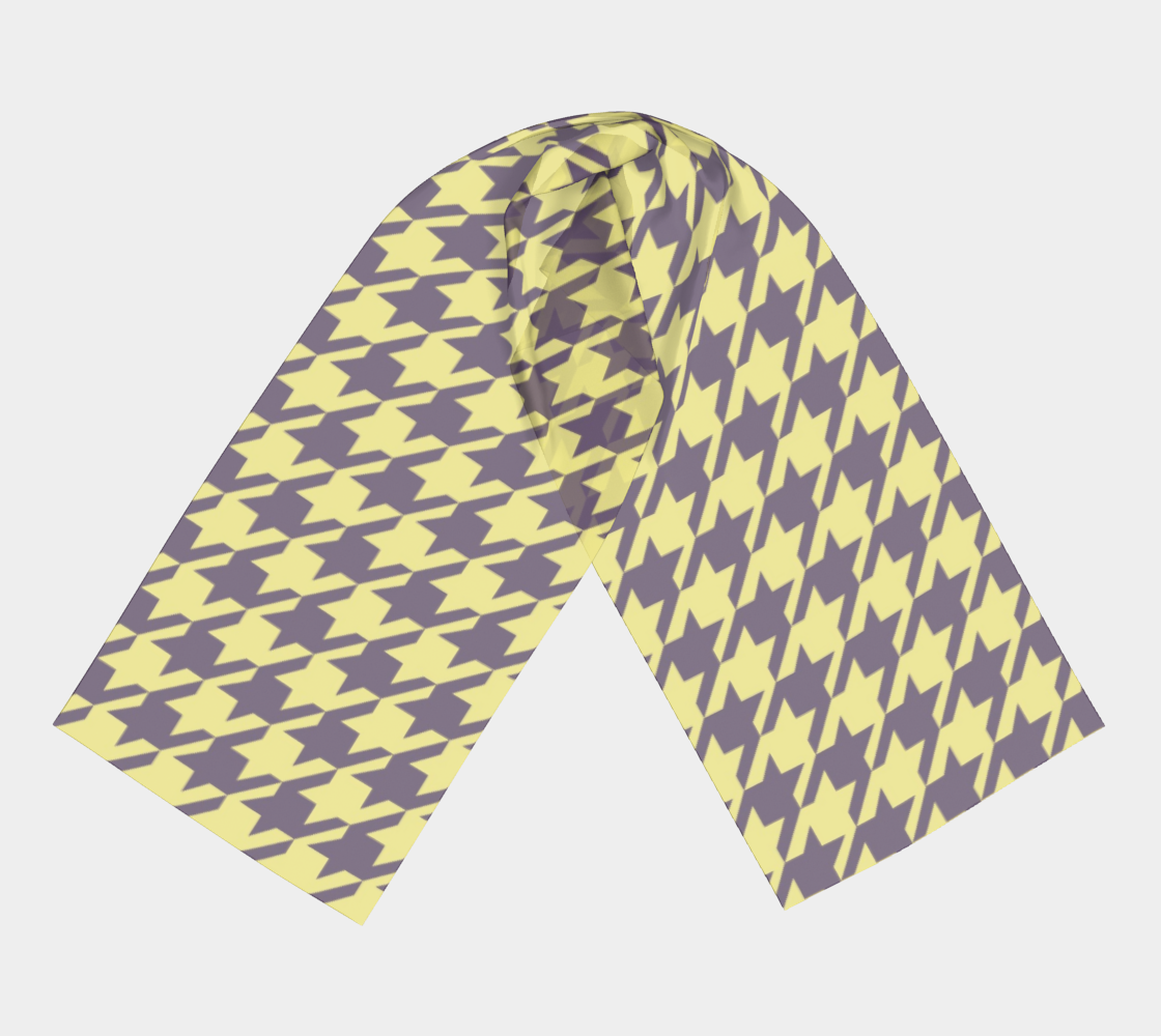 Lemon Yellow Houndstooth winter long scarf preview #3
