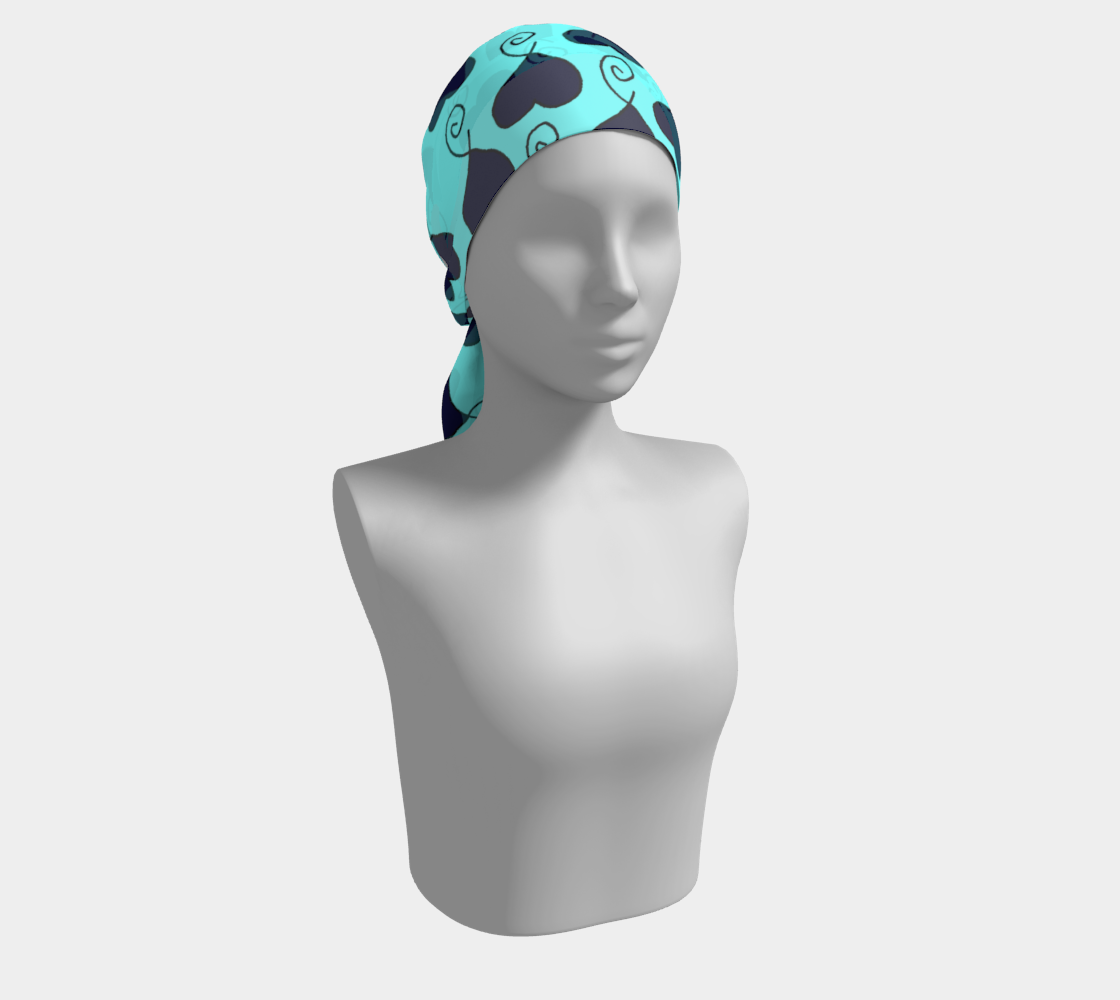 Light Blue with Navy Hearts winter long scarf preview #2