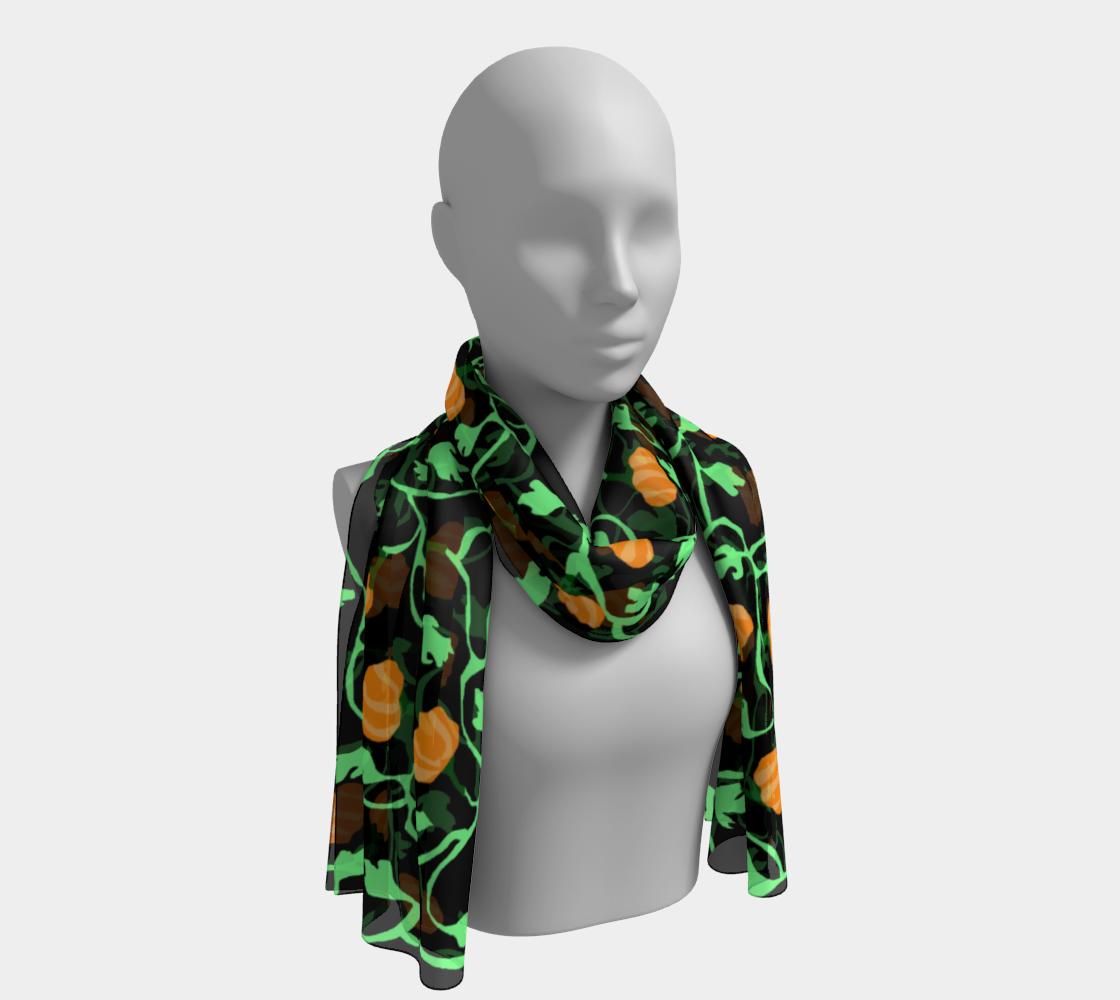 Pumpkin and Vines On Black Scarf preview