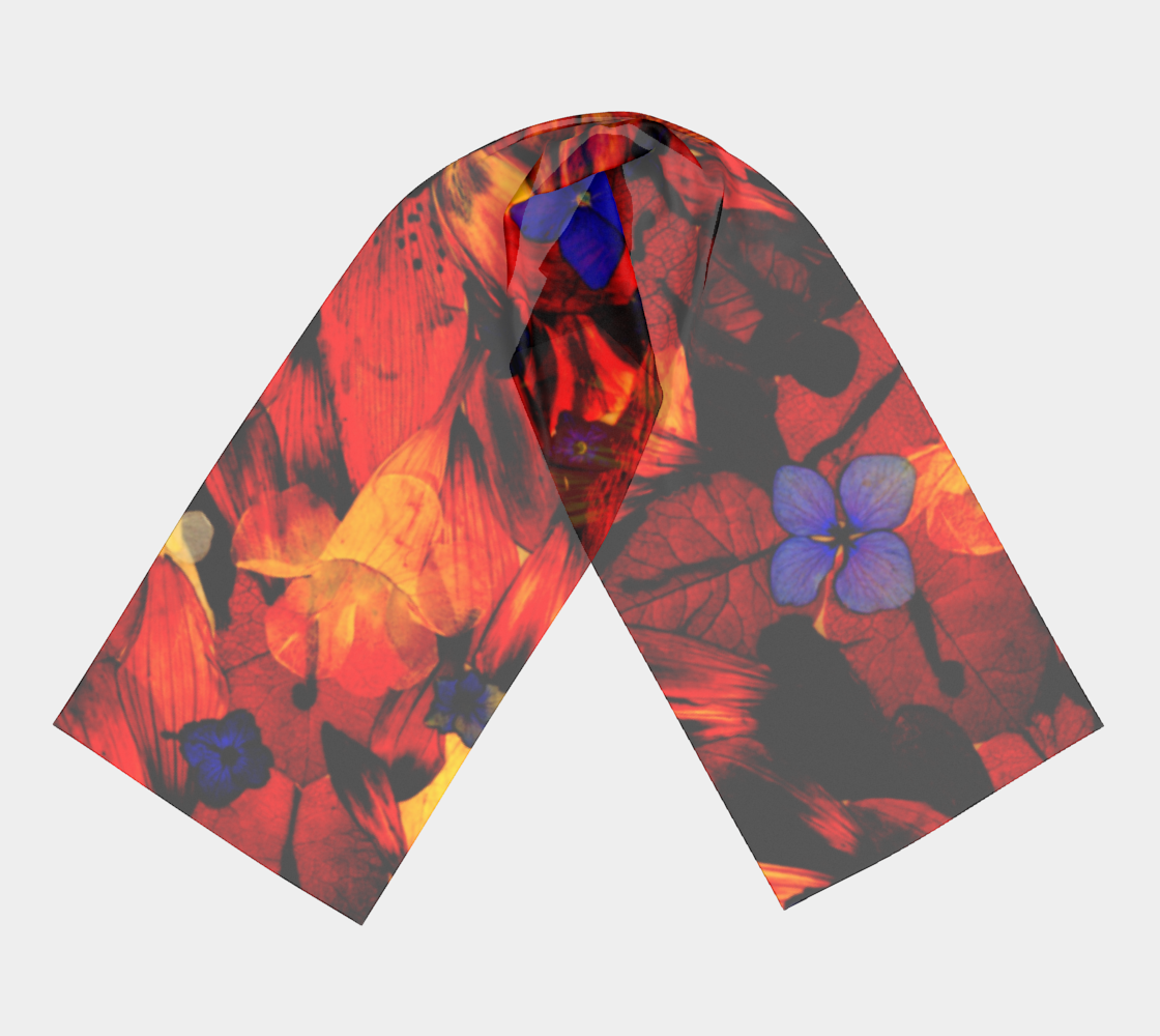 Aperçu de Long Scarf * Abstract Floral Sheer Silk Scarves * Red Yellow Purple Blue Flowered Scarf * Holiday Womens Scarves* Chaos125 #3