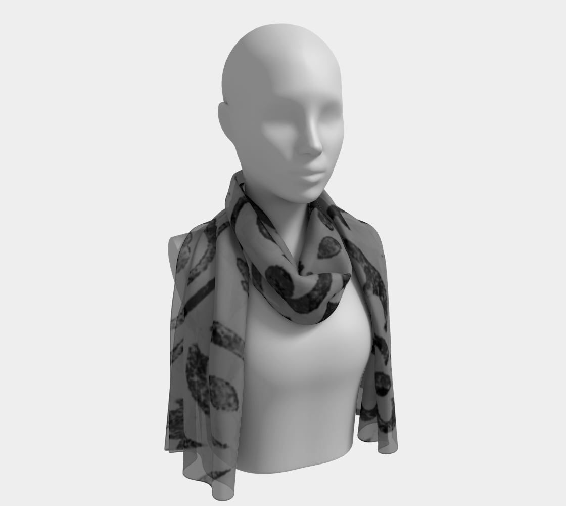 Long Scarf * Abstract Geometric Gray Black Moroccan Tile Print Silk or Poly Scarves preview