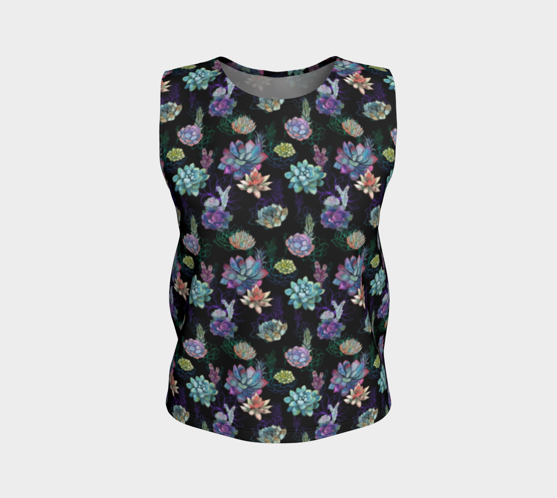 Floral Succulents On Black Tank Top  preview