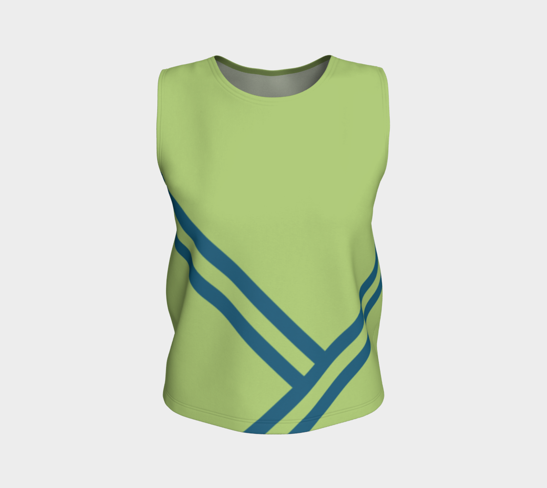 Olive Green Blue Turquoise Two-Tone Striped Compatible Top preview