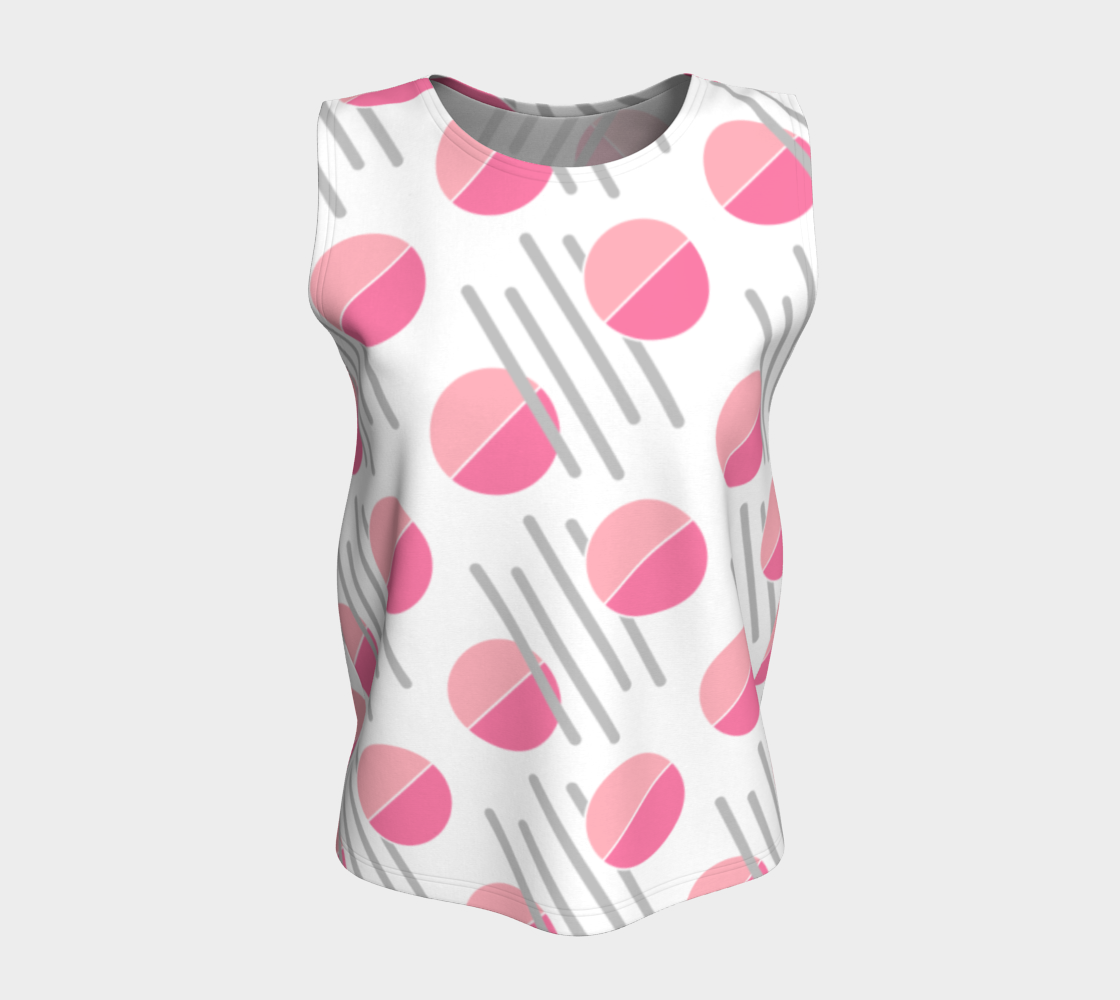 Modern Pink Circle Grey Line Abstract Loose Tank Top preview #5