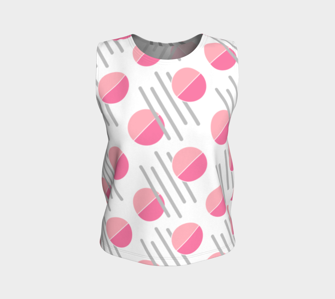 Modern Pink Circle Grey Line Abstract Loose Tank Top preview #1