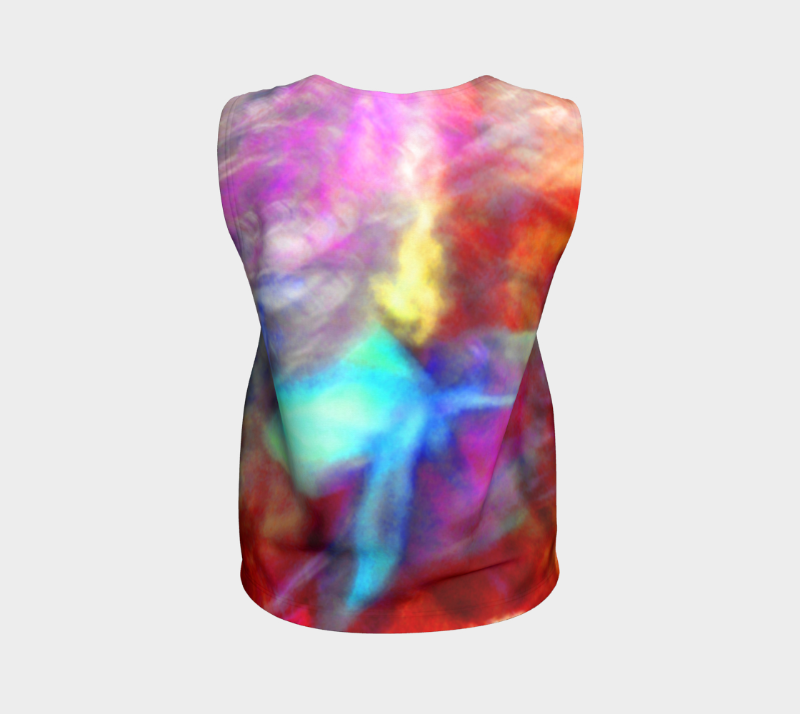 Red with Falling Blue Petal Loose Tank Top preview #2