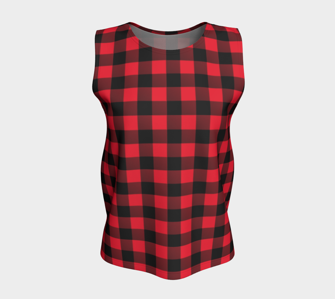 Red Buffalo Plaid Loose Tank Top preview #5