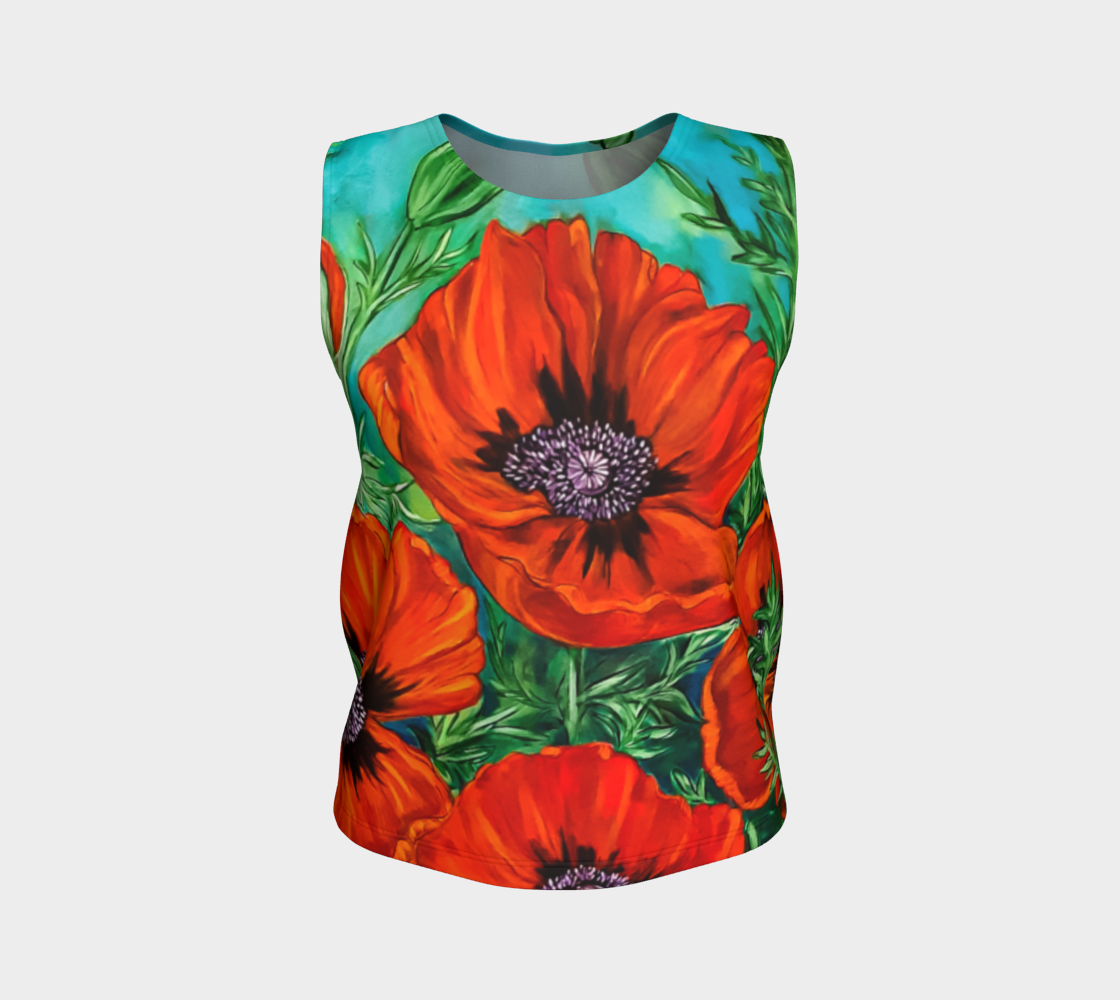 Big Bold Red Poppies Loose Tank Top preview