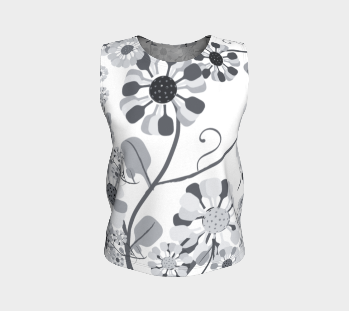 Pickleball Flowers, grey and white, loose tank preview