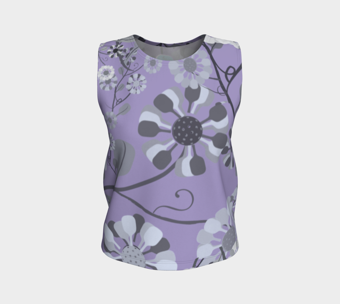 Pickleball Flowers, grey and lavender, loose tank preview