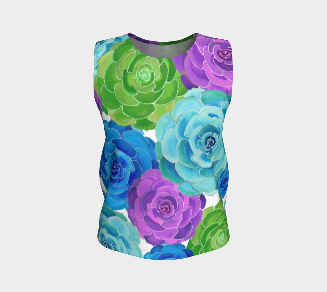 Colorful Succulents Floral Pattern Loose Tank Top preview