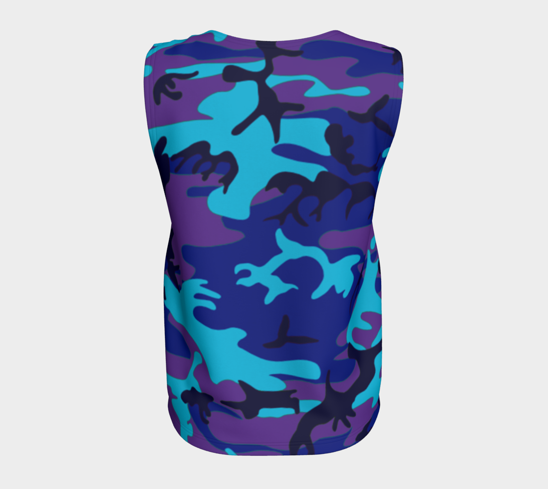 Blue and Purple Camouflage Loose Tank Top, AWSSG  Miniature #7