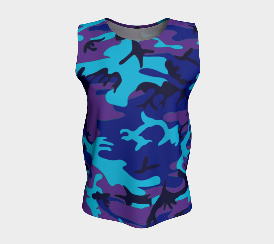 Blue and Purple Camouflage Loose Tank Top, AWSSG  Miniature #6