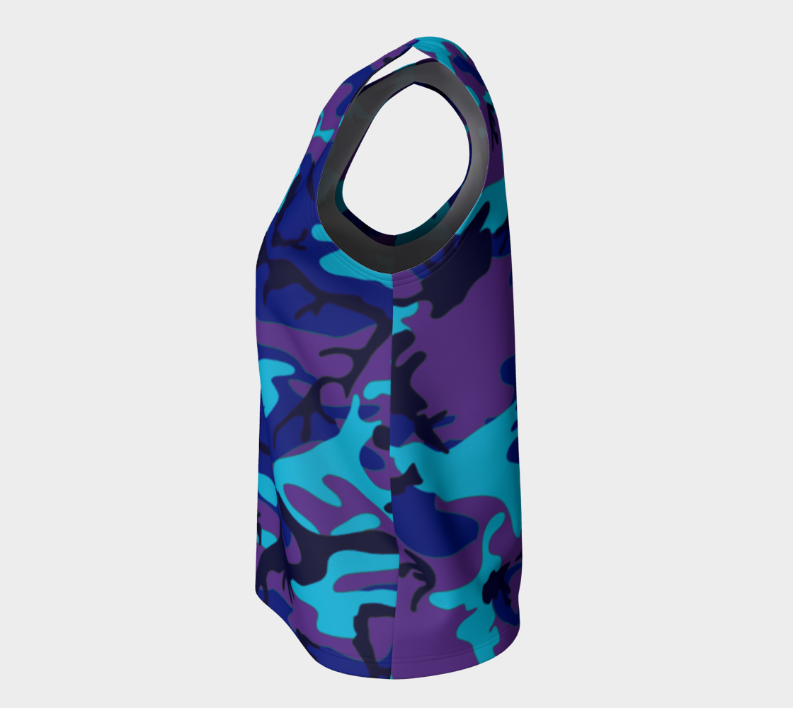 Aperçu de Blue and Purple Camouflage Loose Tank Top, AWSSG  #7