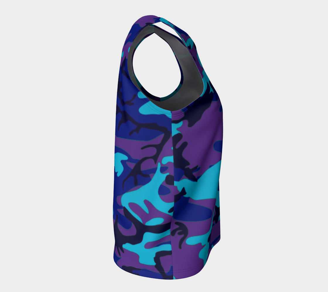 Blue and Purple Camouflage Loose Tank Top, AWSSG  Miniature #9