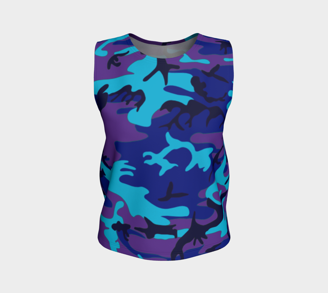 Aperçu 3D de Blue and Purple Camouflage Loose Tank Top, AWSSG 