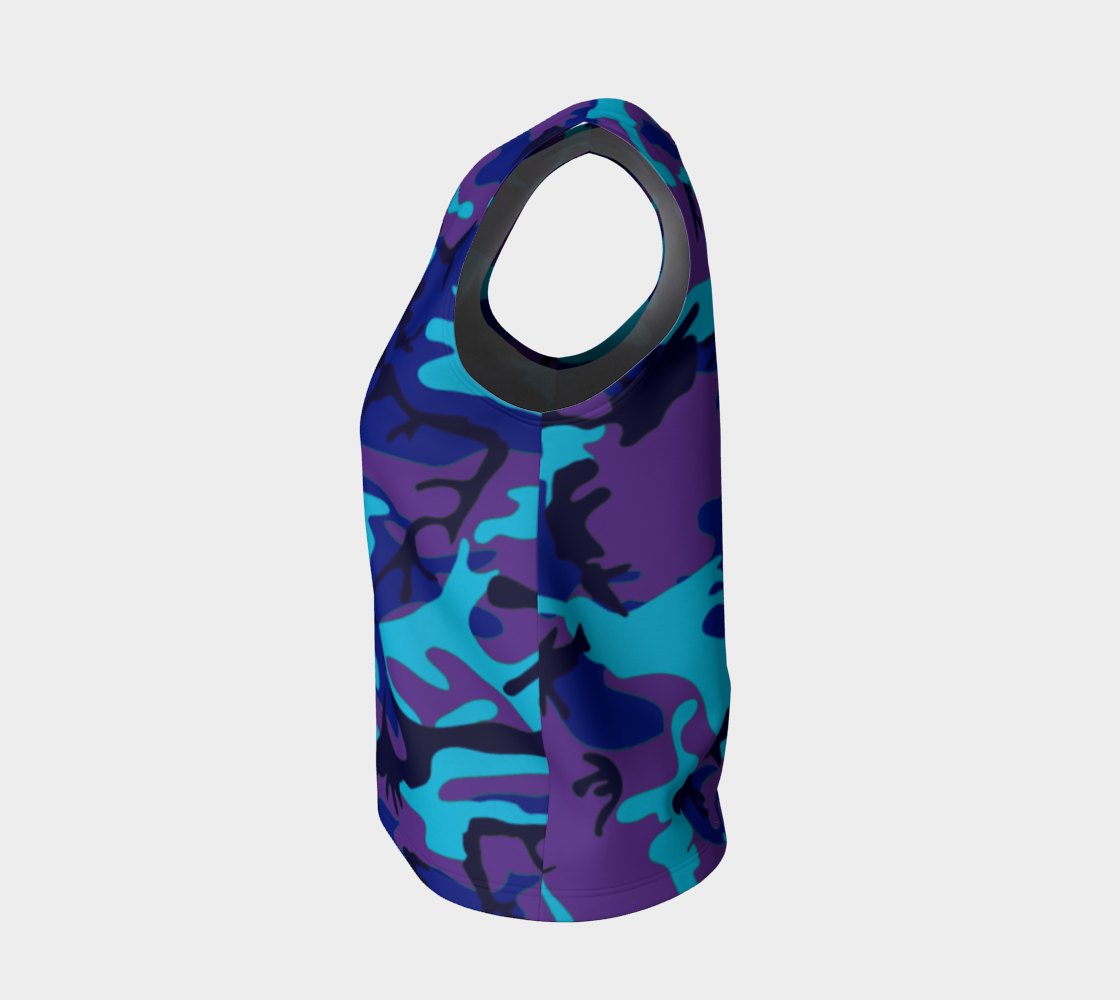 Aperçu de Blue and Purple Camouflage Loose Tank Top, AWSSG  #3