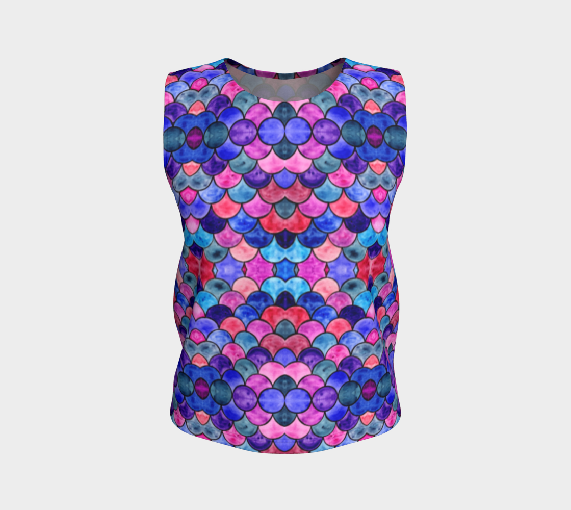 Blue and Purple Scales Pattern Loose Tank Top preview