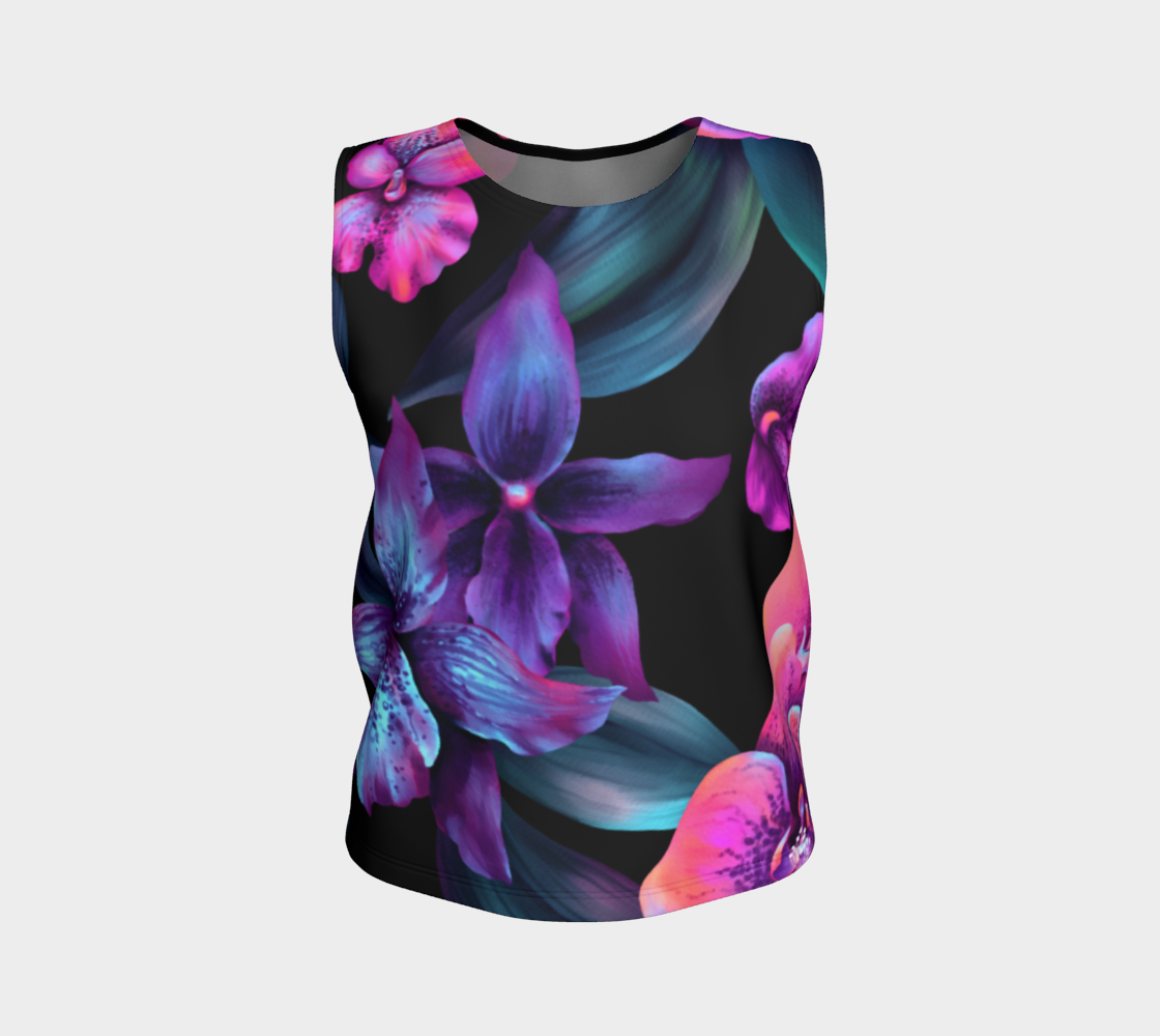 Purple Orchid Black Loose Tank Top preview